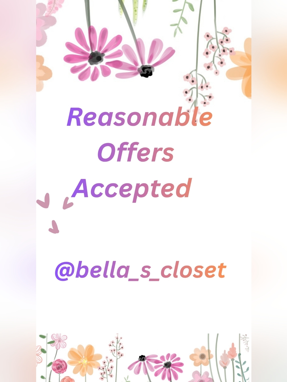 Floral "Reasonable Offers Accepted" Sign - Purple & Pink Accents